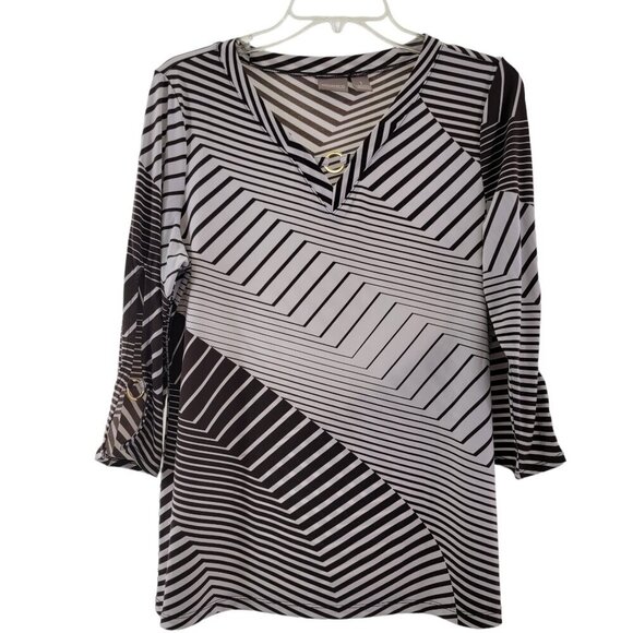 Chico’s V-Neck Split Sleeve Stretch Women’s Tunic Top - Size 1 (Medium) - Picture 10 of 14